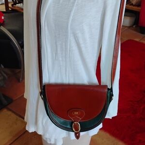 Vintage Bally Italy 2 tone Leather Crossbody Flap Bag Purse